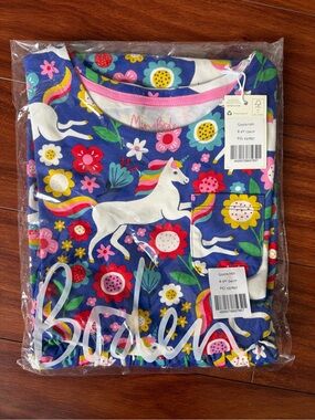 Mini Boden Navy Unicorn & Rainbow Floral Pocket Dress